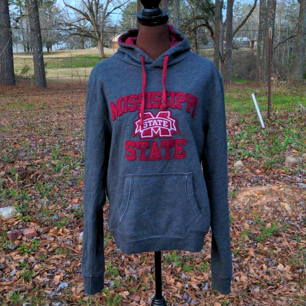 PressBox Gray & Maroon MSU Sweatshirt Hoodie